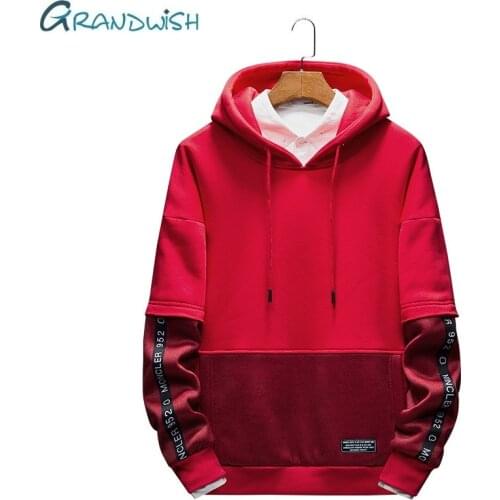 Grandwish Mens Patchwork Hoodie Streetwear Dropshipping Clothing Hoody Sweatshirt Casual Hoodie for Men Spring Sport Wear,ZA185
