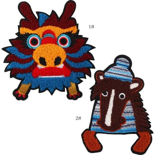 GUGUTREE towel embroidery big loong patches horse patches badges applique patches for clothing JW-85