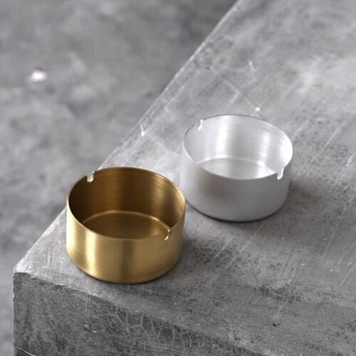 Ins Style Retro Brass Ashtray Simple Style Decorative Cigarette Holder Family Living Room Creative Aluminum Plate