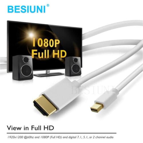 BESIUNI 1.8M Thunderbolt Displayport Mini Display Port DP to HDMI-compatible Male Adapter cable For Apple Macbook Mac Air