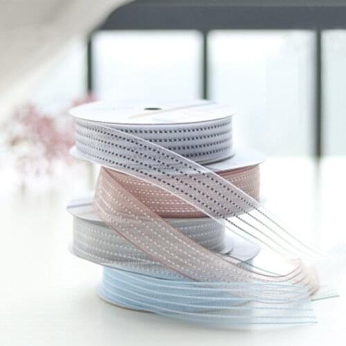 10 yards/roll 25mm Korean jumper stripe ribbon organza ribbon Hair band/bouquet flowers handmade DIY materials