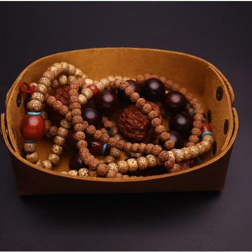 Genuine Leather Storage Tray Vintage Style Porch Decoration for Sundries Easily assembled Desktop Key Jewelry Storage Box