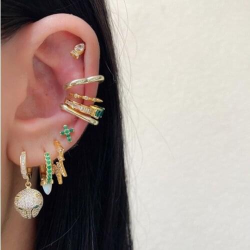 Minimalist rainbow cz cross stud earring 100% 925 sterling silver Simple delicate dainty multi piercing mini small tiny jewelry