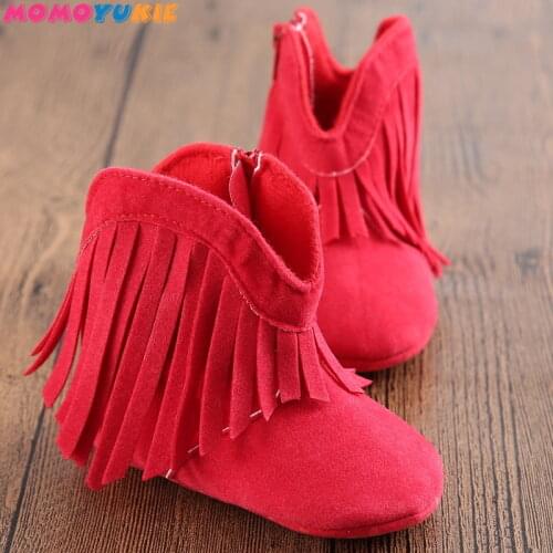 Moccasin Moccs Newborn Baby Girl Boy Kids Prewalker Solid Fringe Shoes Infant Toddler Soft Soled Anti-slip Boots Booties 0-1Yea