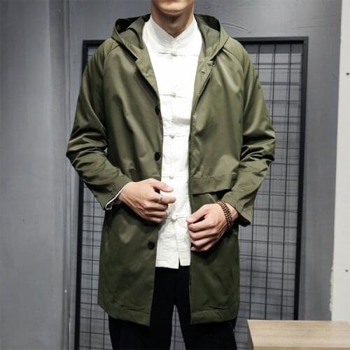 MR.GOLDENBOWL Men's Hooded Trench Coats