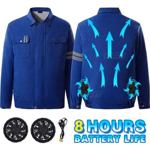 Summer Cooling Fan Jacket Men Heatstroke Protection Hiking Jacket Outdoors Workwear USB Power Supply Air Conditioning Clothing