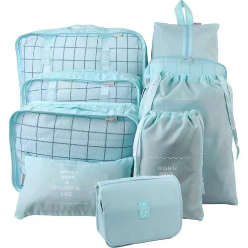 9 pieces Set Travel Organizer Travel suitcase set Storage items Organizer for clothes For shoes storage Cosmetic Bag Organizer