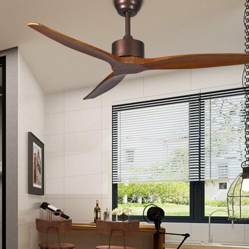 Nordic retro solid wood fan living room household ceiling fan without lamp silent fan without lamp industrial fan