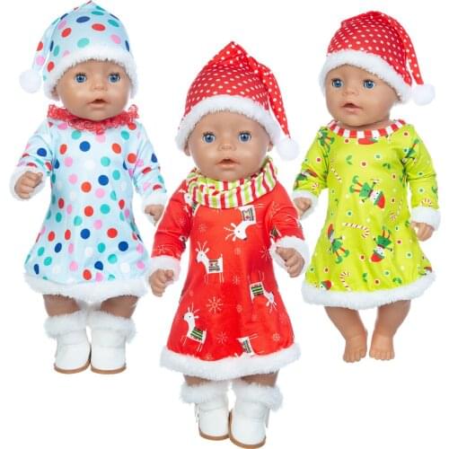 New Christmas Fit 17inch 43cm Doll Clothes Born Baby Suit For Baby Birthday Festival Gift