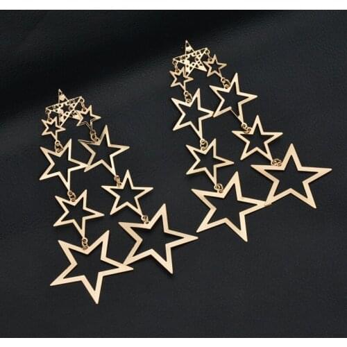 2020 New Fashion Star Metal Dangle Earrings Hyperbole Vintage Fairy Elegant Drop Earrings for Women Girls Jewelry Party