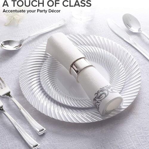 Disposable Towel Napkins / Visitors / Bathrooms / Weddings / Soft and Soft Clean Paper / 100 White and Silver