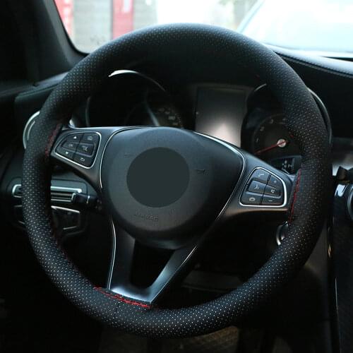 Universal Car Steering Wheel Cover Auto PU Leather Braiding Cover For Steering Wheel Perforated Breathable With Needle &Thread