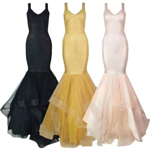 Wholesale 2020 Newest Women dress Gold Spaghetti Strap fashion luxurious wedding Celebrity Cocktail party bandage dress