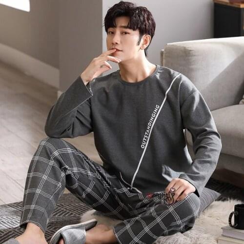 Men Pajama Sets Pure Cotton Long Plus Size Pajamas Mens Home Cloths Cardigan Suit Korean Sleepwear Winter 3xl Luxury Pajamas