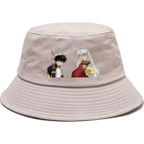 Anime Inuyasha Casual Fisherman Hat Boonie Hat Bucket Hat Student Outdoor Cap Summer Sun Cap Beach Hat Hip Hop Cap