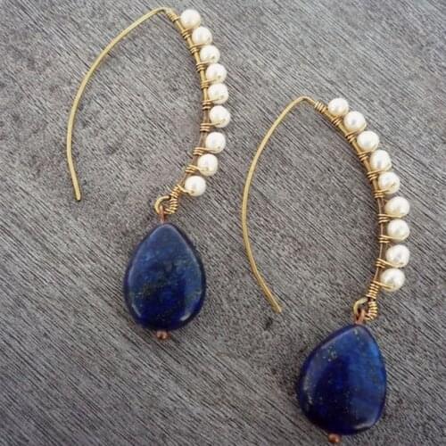 Wire wrapped with Lapis Lazuli Gemstone and Spinel gemstone small beads