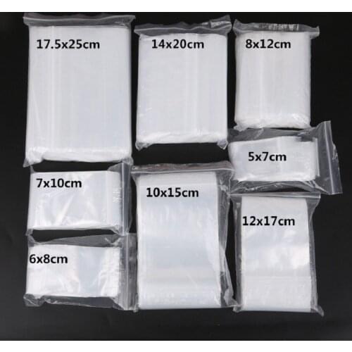 100pcs 8 Sizes Transparent Self Adhesive Sealed Opp Plastic Pouch Sachet Gift Bag For Jewelry Wedding Party Beads Packing Supply