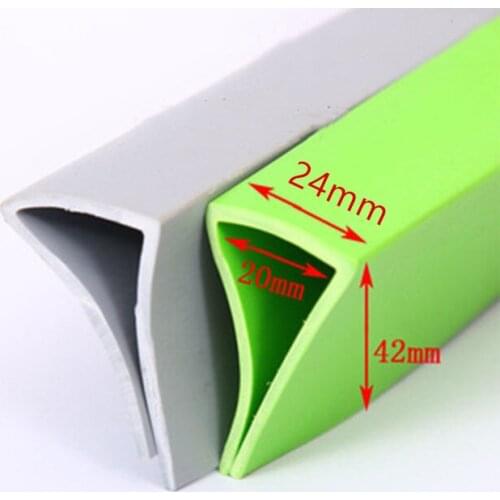 Rubber Sealing U Strip 42x24mm for 19-21mm thick Glass Metal Car Wood Panel Board Edge Encloser Shield Gray Green