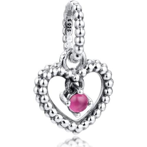 CKK Fit Pandora Bracelets Red Beaded Heart Charms Silver 925 Original Beads for Jewelry Making Sterling Silver Perle Berloque