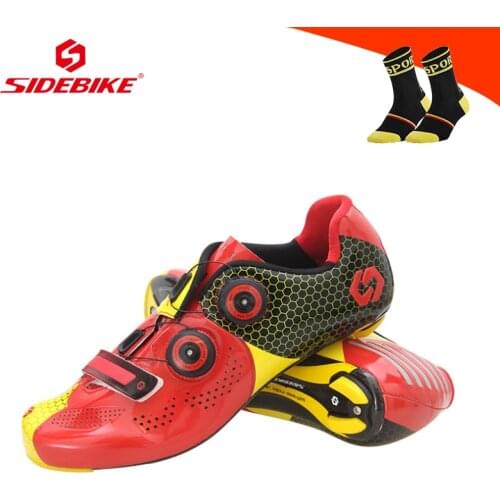 SIDEBIKE Professional Carbon Road Cycling Shoes Breathable Scarpe Ciclismo Strada Ultra-light Racing Bicycle Road Bike Shoes