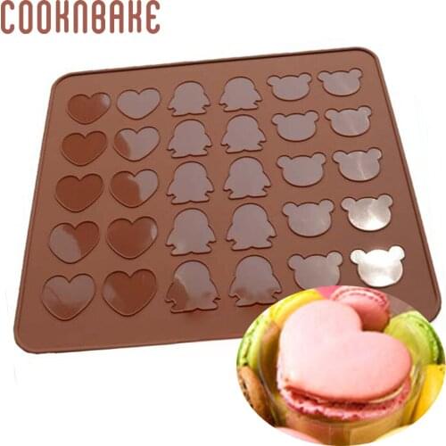 COOKNBAKE silicone macarons mat bear silicone biscuit cake baking mold penguin heart macaron bakeware pad pastry cake oven mats