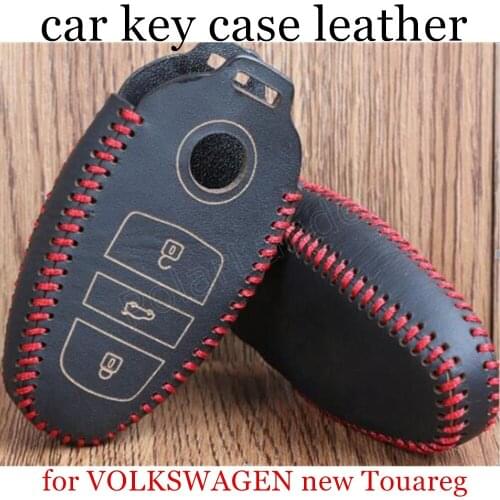 Only Red big promotion Hand sewing DIY car styling Car key cover car key case Genuine leather fit for VOLKSWAGEN new Touareg