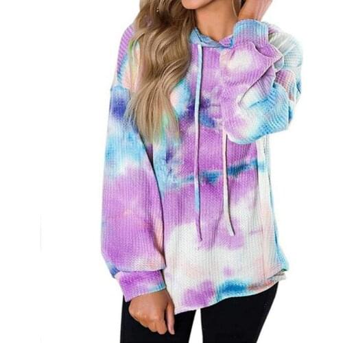 Fashion Tie Dye Hoodies Autumn Winter Womens Sweatshirts Harajuku Hoodie Pink Hooded Pullover Tops Streetwear Hot Fashion Top