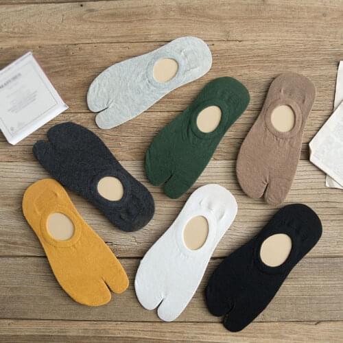 1 pair Japanese Pure Color Two Finger Socks Unisex Summer Breathable Soft Ankle Socks For Flip Flops High Quality Wholesale