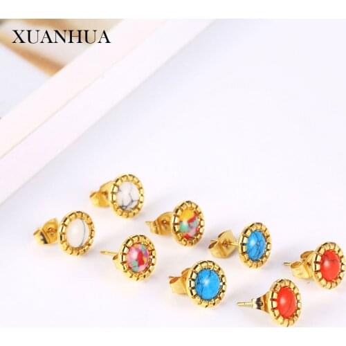 XUANHUA Multicolor Earrings Stainless steel Jewelry Woman Vogue 2019 Stud Earrings For Women Fine Jewelry Accessories