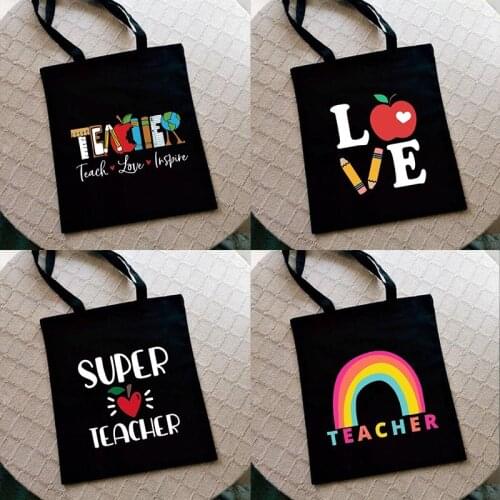 Super Teacher Print Women Shopping Bags Female Canvas Shoulder Bag Travel Storage Handbag Reusable Foldable Eco Totes Best Gifts