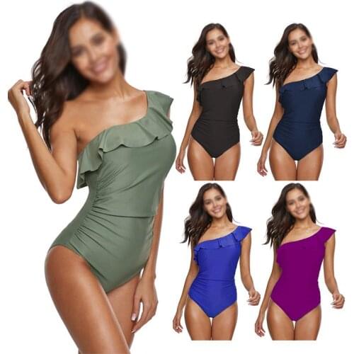 2019 New Summer Beach Style Solid Color Bikini Backless Sexy One Piece Swimsuit For Women Nylon Bikini