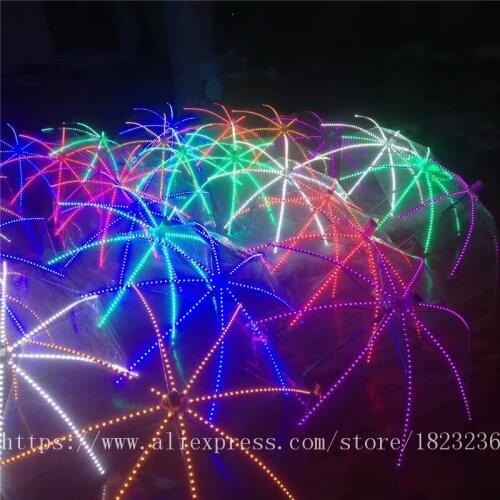Colorful Led Luminous Rain Umbrella Flashlight Glowing Gift Umbrella Event Party Halloween Light Flash Umbrella Night Protection