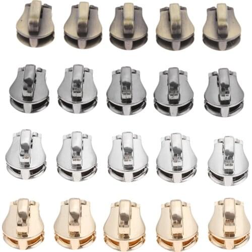 10pcs/set #5 Zipper Head Metal Pull Slider Zip Lock Bag Luggage DIY Repair Gold Silver Black Bronze Leather Shoe Accessories