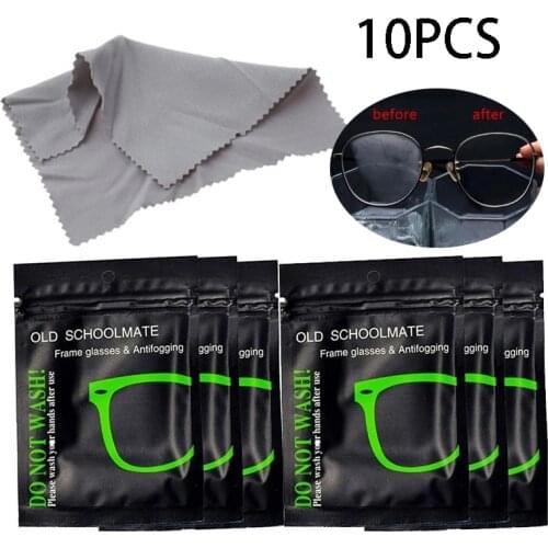 10pcs Reusable Anti-Fog Wipes Glasses Pre-moistened Antifog Lens Cloth Defogger Eyeglass Wipe Prevent Fogging for Glass Mirror