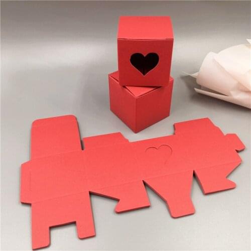 24Pcs/Lot 5x5x5cm Multiple Color Cute Blank Cubic With Heart Paperboard Box For Christmas Wedding Festival Souvenir Apple Cases