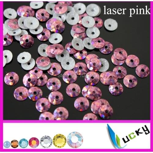 4mm Super Shiny HEAT Spangle Sequin Heat Sequin With Hole LASER PINK color Strong glue