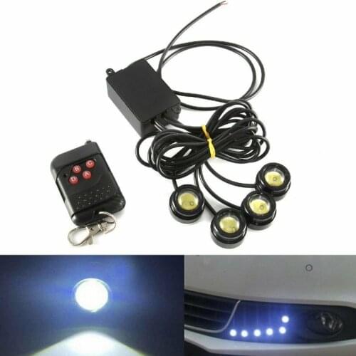4 pcs Xenon White/Red/Blue LED Eagle Eye Knight Night Rider Scanner Lighting DRL+ Remote LED Emergency Strobe Flash Light