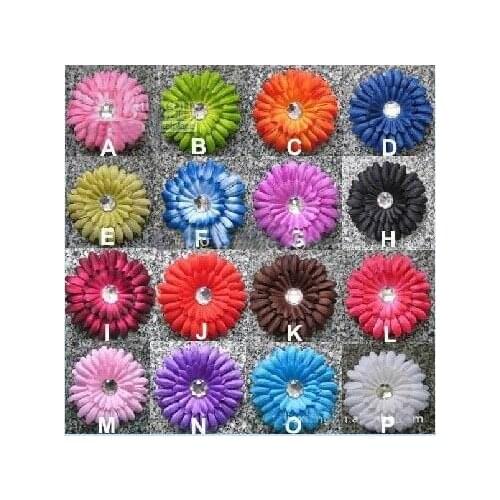 480pcs 4 Inch Baby Crystal Flower Hair Bow Clip 4'' Girl Gerbera Flowers 4Inch Hair Clips