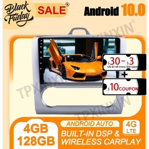 4G+128G Carplay DSP Android 10.0 PX6 For Ford Focus AT 2007-2011 Multimedia Player Auto Radio Tape Recorder GPS Navi Head Unit