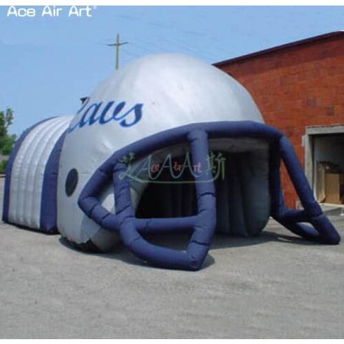 Amasing 7 m L inflatable sports football helmet tent,playground rugby helmet team event advertising tunnel for sale