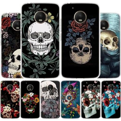 Retro Style Flower Skull Phone Case For Motorola Moto G9 G8 G7 G6 G5 E6 E5 Plus Play Power + One Action Macro Cover Coque Shell