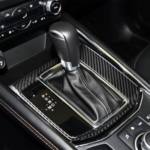 Carbon Fiber Car Gear Shift Panel Cover Decorative Sticker Trim For Mazda CX-5 CX5 CX 5 2017 2018 ONLY LHD
