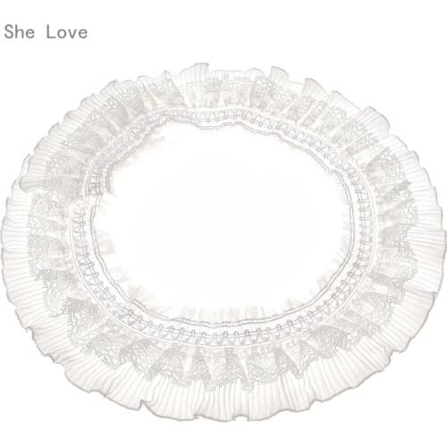 Chzimade 1 Yard Elastic Pleated Lace Trims Crochet Fringe Ribbon Trimmings Fabric Dress DIY Sewing Crafts