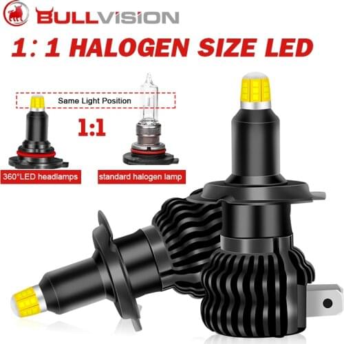 H7 H11 LED Car headlight bulb 9012 HIR2 H1 led 360 18000LM 6000K H8 H9 HB3 9005 HB4 9006 1:1 Halogen Size LED Auto fog light