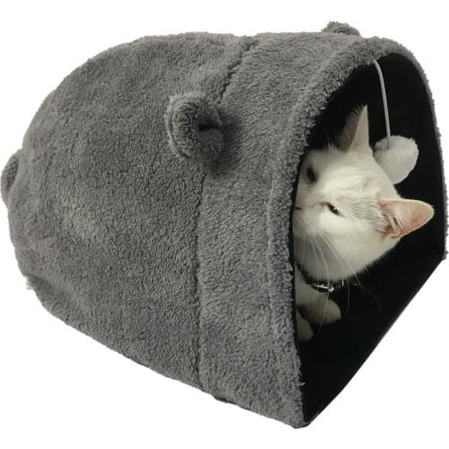 Cat Toy Tent for Kitten Play Toys For Pet Bed with Ball Cute Design Gray Color Pet Products
