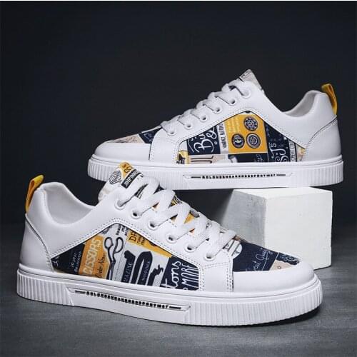 Hot new mens vulcanized shoes flat casual shoes graffiti skate shoes fashion trend comfortable outdoor sports mens shoes