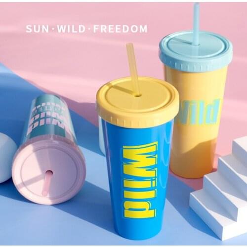 Mug Straw Cup Large Capacity Water Cup New Coke Plastic Cup Creative Advertising Cup Gift Cup Holiday Gift Couple Cup