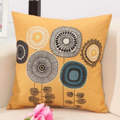 Fashion Cotton Linen Flower Pattern Throw Pillow Cushion Cover Seat Car Home Decor Sofa Bed Decorative Pillowcase 45x45cm
