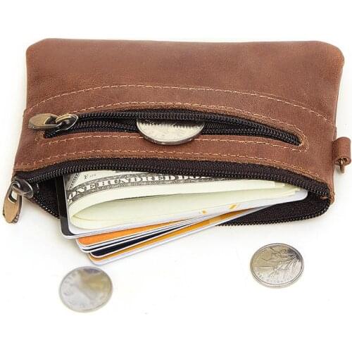 Men Genuine Leather Coin Purse Small Zipper Leather Purse Brand Male Leather Wallet Card Holders Small Zipper Change Coin Bag