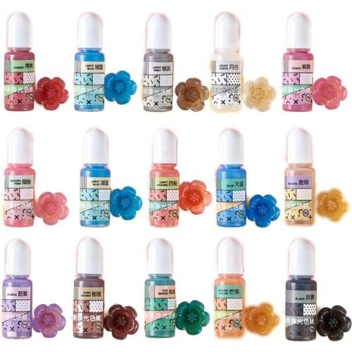 15 Colors Pearlescent Resin Pigment Kit Liquid Pearl-luster Resin Pigment Colorant Dye Resin Jewelry Making Tools Kit